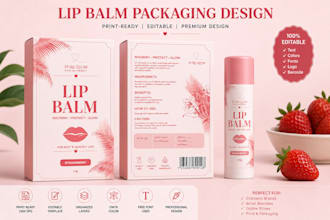 design moisturize lip balm, lip care label and packaging