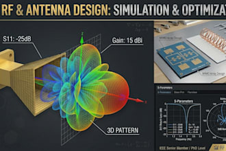design, simulate, antenna systems in cst or hfss, rf tasks
