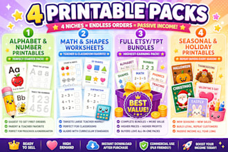 design custom preschool alphabet and number learning printables on canva