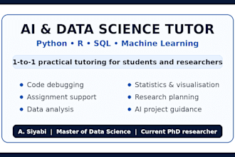 tutor you in python, r, sql, machine learning and ai projects