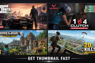 make viral gaming thumbnails for gta v valorant minecraft