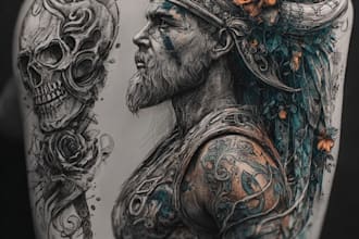 draw custom tattoo design realistic, full sleeve tattoo