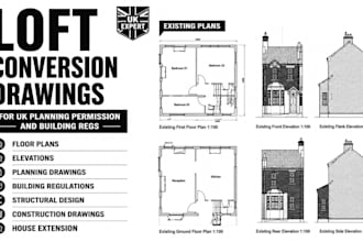 create loft conversion drawings for UK planning permission and building regs