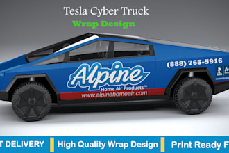 design tesla cybertruck wrap design, truck wrap, van wrap any vehicle