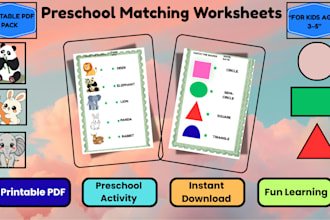 create preschool matching worksheets for kids