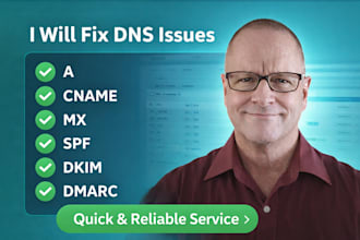 setup or fix your a cname txt mx spf dkim and dmarc dns records