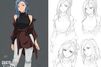 design professional anime character sheet and reference art