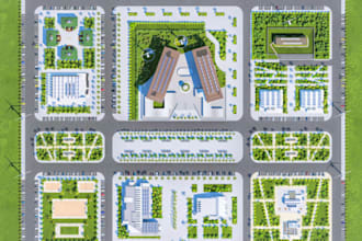 draw and render 2d,3d site plan,landscape design,master plan