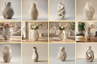 design custom 3d vase model, 3d flower pot, lamps for home decor and 3d printing