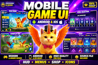 design professional mobile game UI for android and ios