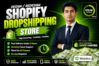 build shopify store design, redesign shopify website, and custom shopify store
