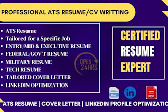 write an ats resume, executive resume, government resume, and federal resume