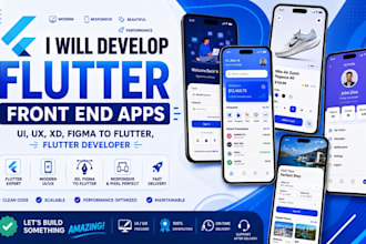 develop flutter front end apps, UI, UX, xd, figma to flutter, flutter developer