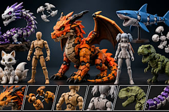 sculpt 3d articulated model, flexi toy, bjd and action figure for 3d printing