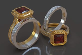 design jewelry cad model, ring, pendant, bracelet, for production and rendering