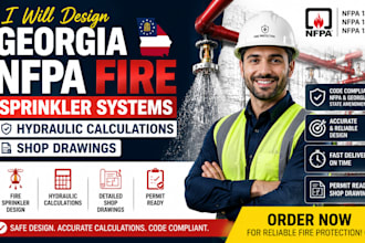 design georgia nfpa fire sprinkler systems, hydraulic calculations shop drawings