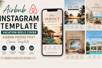 airbnb instagram template vacation reels cover airbnb promo post canva template