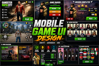 design professional mobile game UI for unity games