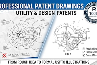 draw uspto patent drawings and patent illustrations