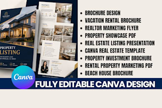 realtor marketing brochure, home listing catalog, summer property advertisement