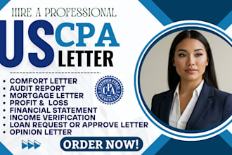 certify US CPA letter for income verification, visa support, business financing