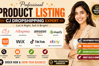 do cj aliexpress amazon to ebay shopify temu wix dropshipping product listing