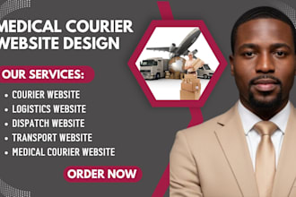 medical courier and logistics, cargo, truck, delivery website with wordpress
