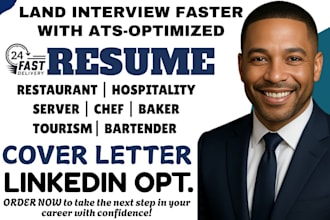 write a 12 hrs hospitality, server, restaurant, tourism, chef, bartender resume