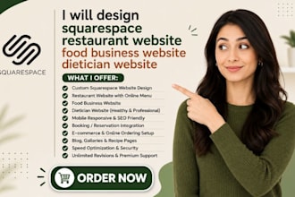 design squarespace restaurant website food business website dietician website