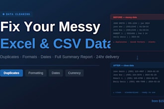 clean and fix your messy excel or CSV data