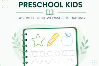 design kindergarten preschool kids activity book worksheets tracing workbook