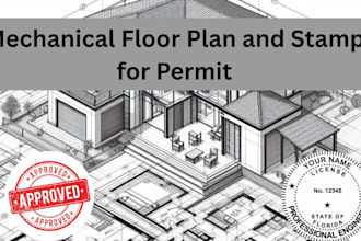 do florida, illinois, california mechanical floor plan and stamp for city permit