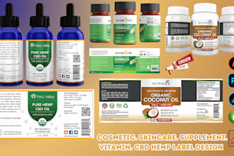 design premium cosmetic, skincare, supplement, cbd hemp, vitamin product label