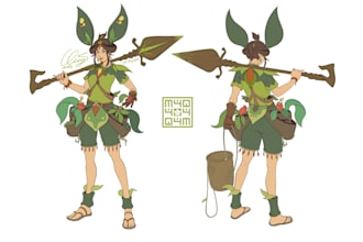 draw 2d flat color character concept art