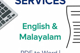 do fast PDF to word, image to text typing in english malayalam