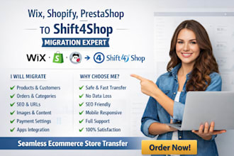 wix prestashop shopify to shift4shop migration ecommerce store transfer expert