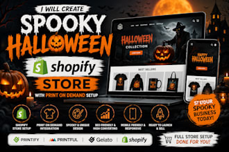 create a spooky halloween shopify store with print on demand setup