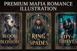draw dark mafia romance book cover art nsfw romance fiction illustration no ai