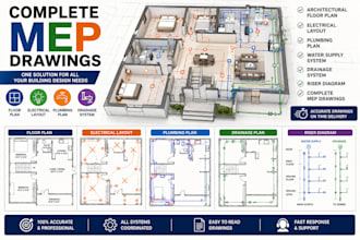draw plumbing electrical floor plan drainage system full mep drawings hvac plans