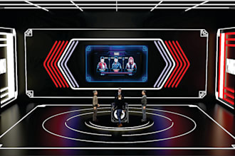 design a realistic 3d virtual stage for event concert and livestreams, led stage