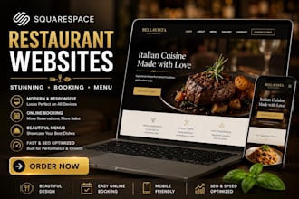 design professional squarespace restaurant website cafe menu booking SEO
