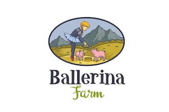 design awesome ballerina pig farmer logo