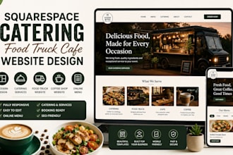design squarespace catering food truck cafe website menu service coffee shop