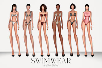 create professional swimwear and bikini fashion illustrations