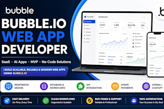 build bubble io web app, saas mvp bubble crm no code website