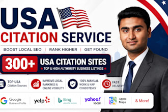 do 350 USA local citation and directory submissions for local SEO