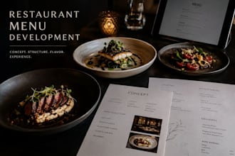 develop a professional restaurant menu
