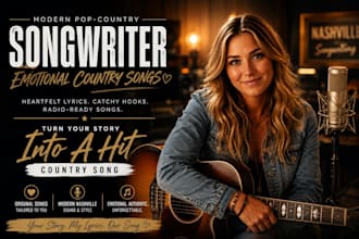 write modern pop country ballads, emotional lyrics and melody hooks