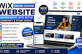 setup wix online course website design wix membership site setup community store
