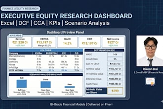 build an equity research excel dashboard with dcf and KPI